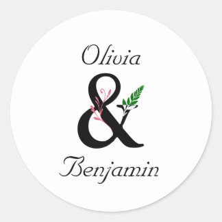 Pegatina Redonda Elegantes stickers de boda y de Ampersand