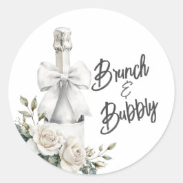 Pegatina Redonda Elegantes Stickers de Brunch y Burbujas Florales B