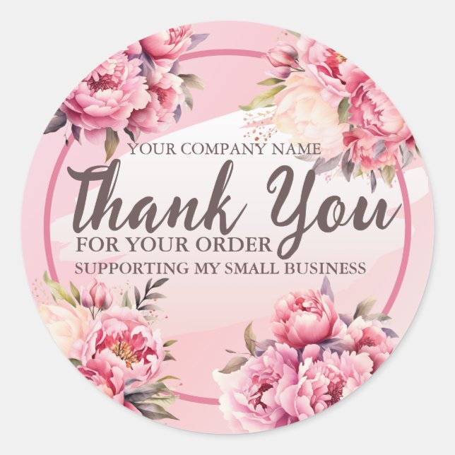 Pegatina Redonda Elegantes Toneladas Blancas Gracias Por Su Pedido (Anverso)