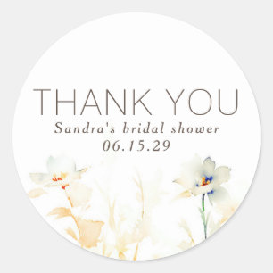 Pegatina Redonda Elegantes tonos de otoño florales tierra agradecim