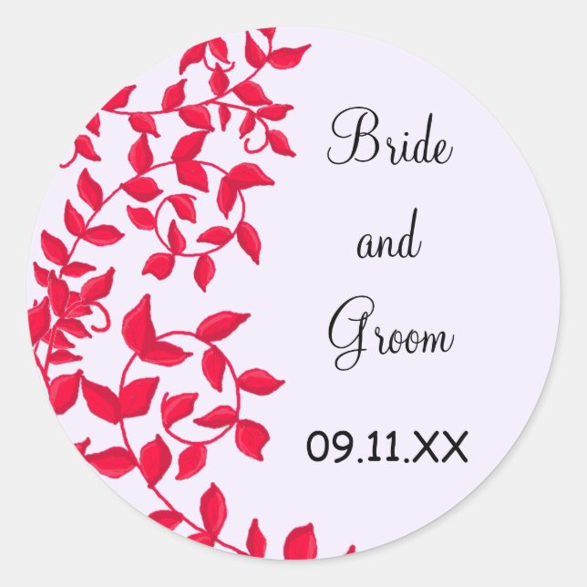 Pegatina Redonda Elegantes vinos rojos salvan la fecha (Anverso)