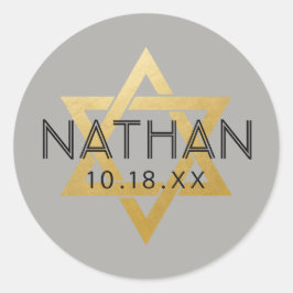 Pegatina Redonda ELEGIR COLOR Barra de Bat Mitzvah Estrella de Davi