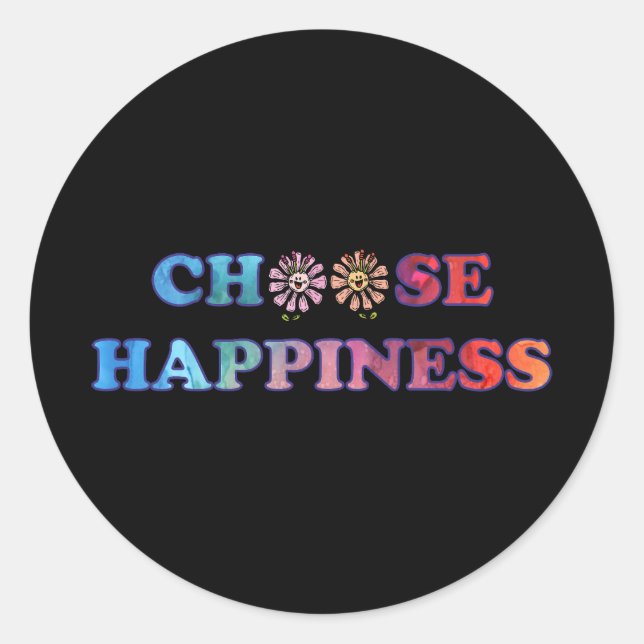 Pegatina Redonda Elegir el arco iris de la felicidad (Anverso)
