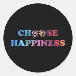 Pegatina Redonda Elegir el arco iris de la felicidad