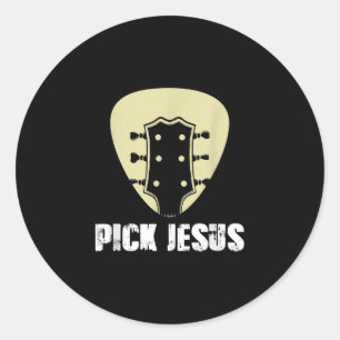 Pegatina Redonda Elegir Jesús Músico Religioso Regalo Idea Guitarra