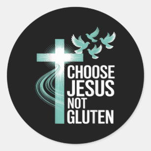 Pegatina Redonda Elegir Jesús No Gluten Cristiano