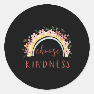 Pegatina Redonda Elegir la amabilidad Floral Rainbow Design Pegatin