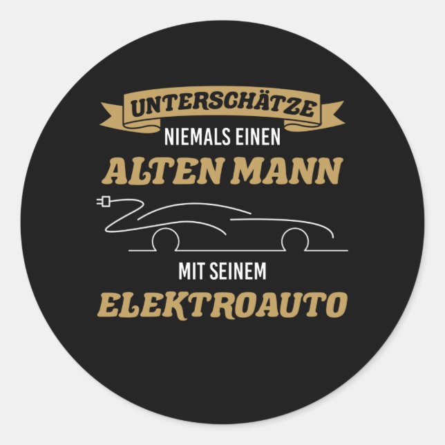 Pegatina Redonda Elektroauto Elektro Auto Mobiliario Para Movilidad (Anverso)