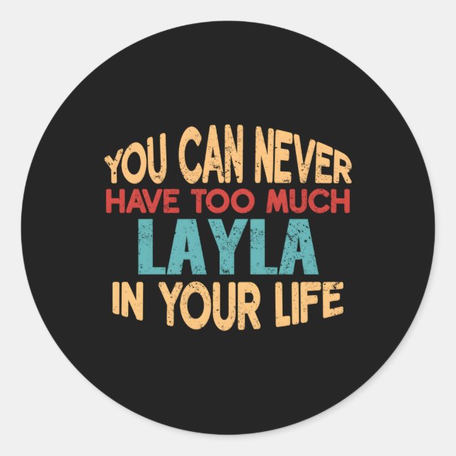 Pegatina Redonda Elemento de Chiste de nombre personalizado Layla (Anverso)