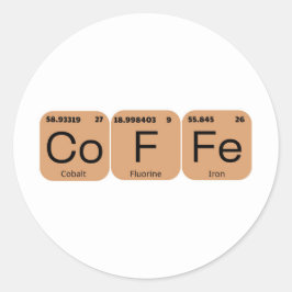 Pegatina Redonda Elemento de tabla periódica del café