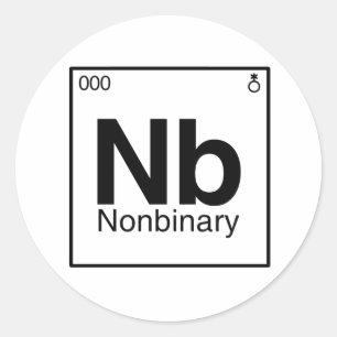 Pegatina Redonda Elemento NB - Tabla Periódica No Binaria