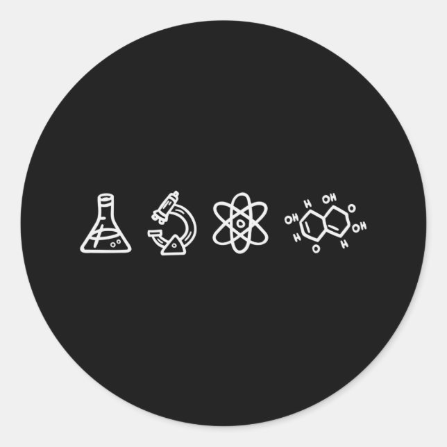 Pegatina Redonda Elementos científicos (Anverso)