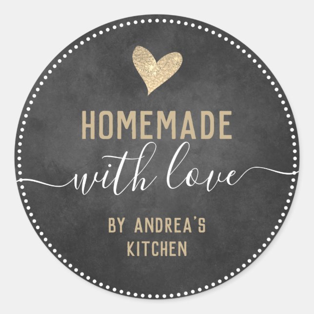 Pegatina Redonda Elementos Clasificados de Comida Casera con Letra  (Anverso)