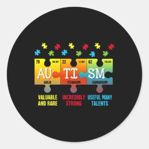 Pegatina Redonda Elementos De Autismo Conciencia Periódica De Mesa