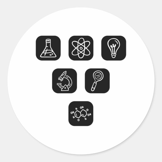 Pegatina Redonda Elementos de ciencia (Anverso)