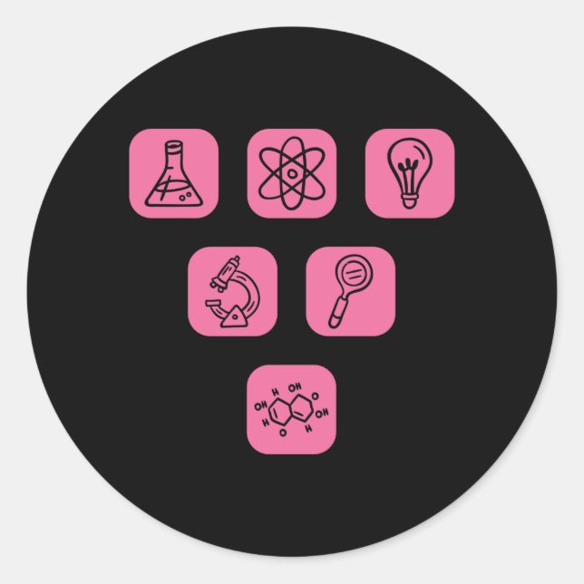 Pegatina Redonda Elementos de ciencia (Anverso)