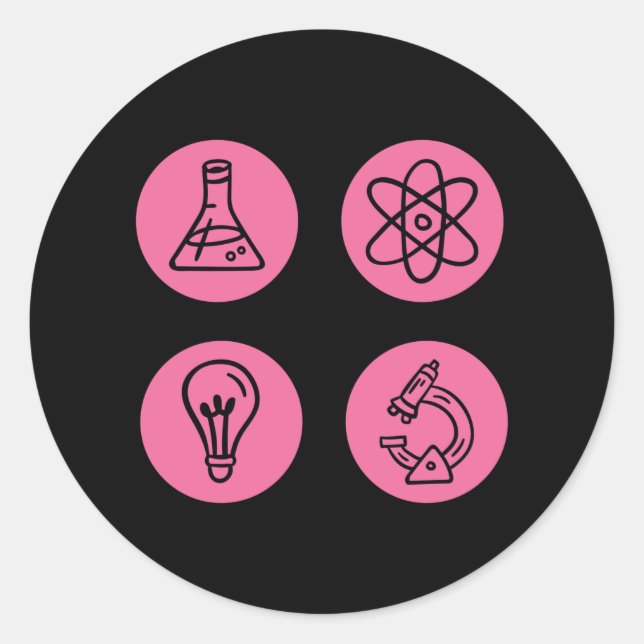 Pegatina Redonda Elementos de ciencia (Anverso)