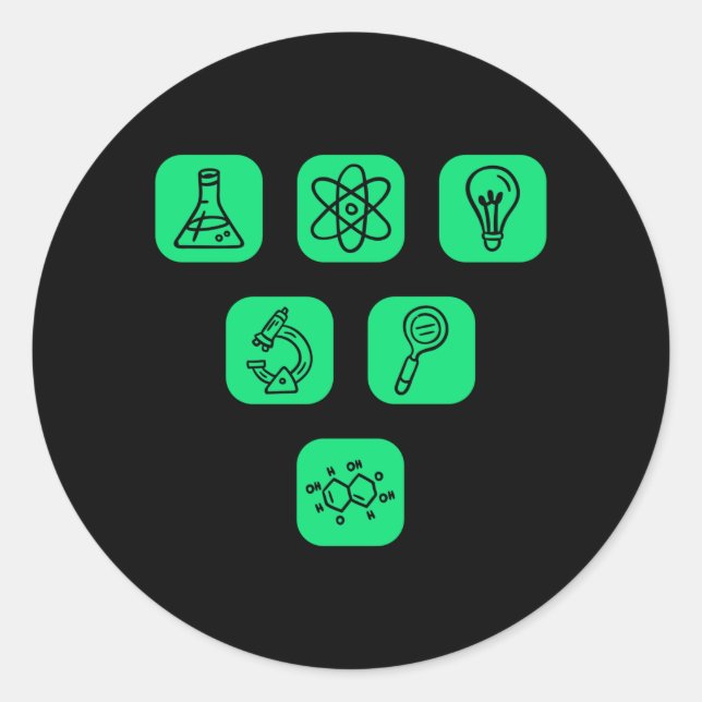 Pegatina Redonda Elementos de ciencia (Anverso)
