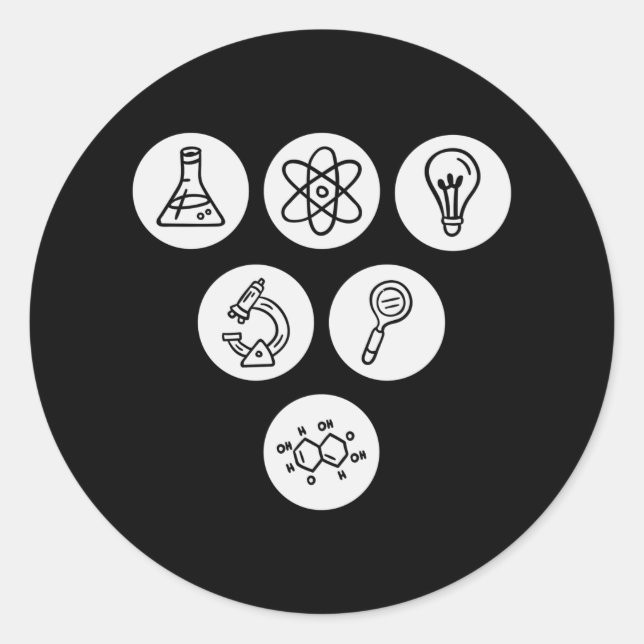 Pegatina Redonda Elementos de ciencia (Anverso)