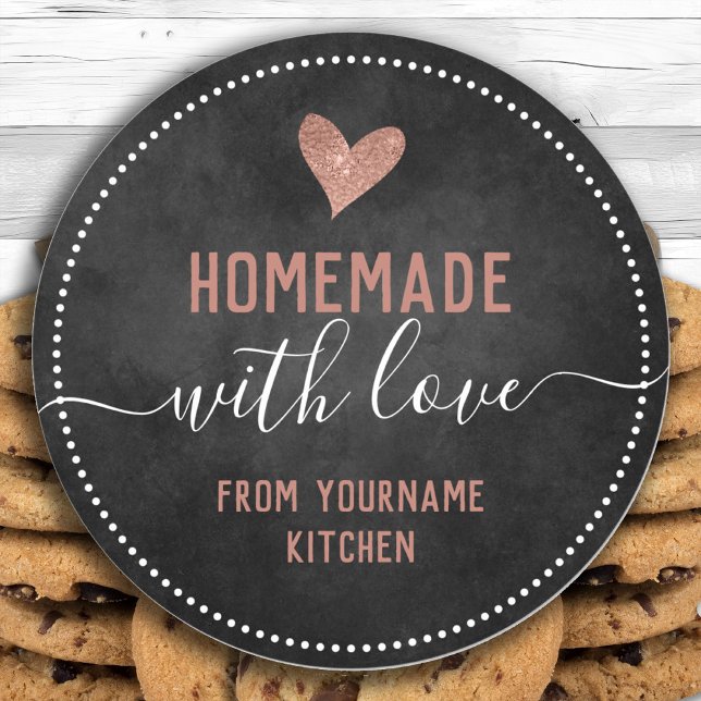 Pegatina Redonda Elementos de comida casera con letra de tiza Fancy (Subido por el creador)