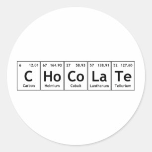 Pegatina Redonda Elementos de la tabla periódica científica CHoCoLa