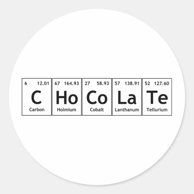 Pegatina Redonda Elementos de la tabla periódica científica CHoCoLa (Anverso)