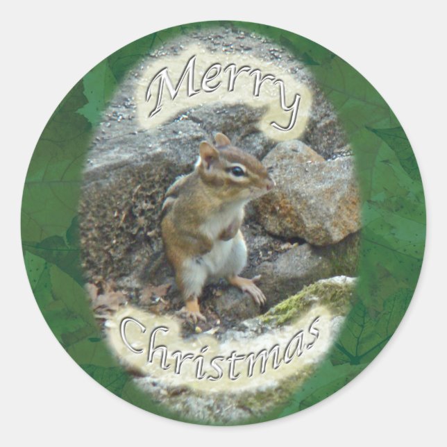 Pegatina Redonda Elementos de Navidades de Chipmunk (Anverso)