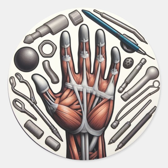 Pegatina Redonda Elementos de terapia ocupacional (Anverso)