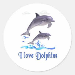 Pegatina Redonda Elementos para delfines