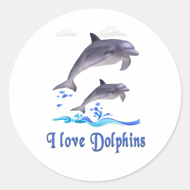 Pegatina Redonda Elementos para delfines (Anverso)