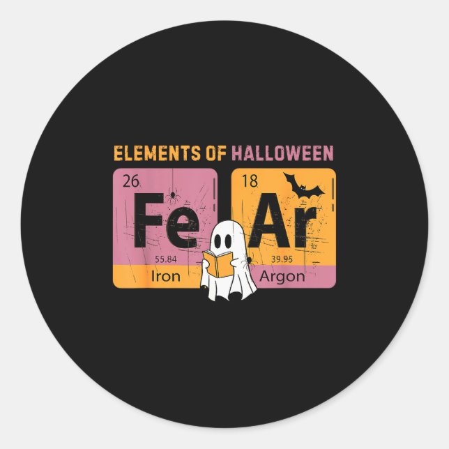 Pegatina Redonda Elements Of Halloween Fear Periodically Halloween  (Anverso)