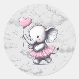 Pegatina Redonda Elephant Baby Shower
