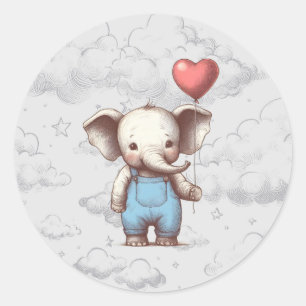 Pegatina Redonda Elephant Baby Shower