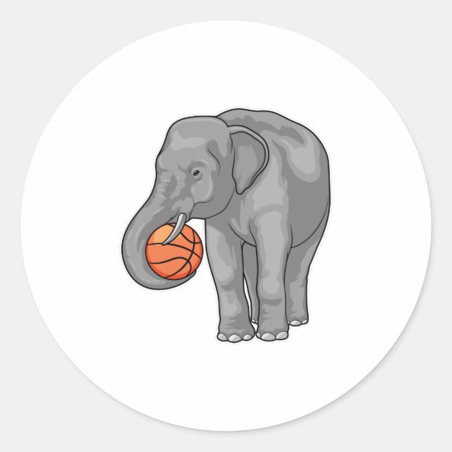 Pegatina Redonda Elephant Baloncesto (Anverso)