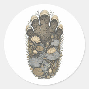 Pegatina Redonda Elephant Botanical Footprint Nature Sticker