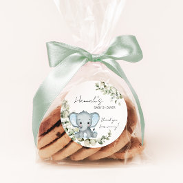 Pegatina Redonda Elephant Boy Baby Shower Favor