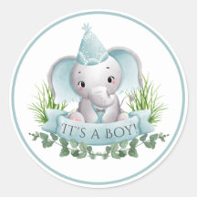 Elephant Boys Pegatinas de Baby Shower