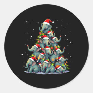 Pegatina Redonda Elephant Christmas Tree Funny Jumbo Holiday Cute E