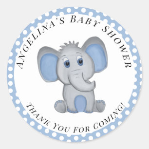 Pegatina Redonda Elephant Cute Boy Azul