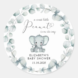 Pegatina Redonda Elephant Eucalyptus Baby Shower