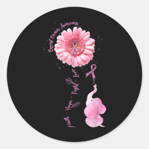 Pegatina Redonda Elephant Faith Hope Hope Love Mama Cancer Awarenes