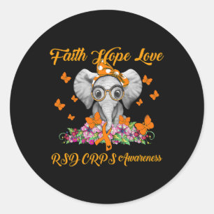 Pegatina Redonda Elephant Faith Hope Love Rsd Crps Conciencia