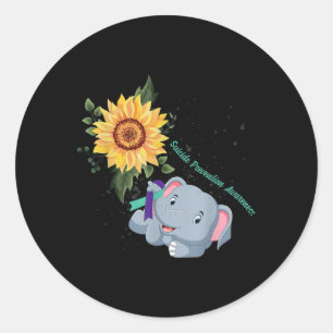 Pegatina Redonda Elephant Faith Hope Luchar contra el amor Prevenci