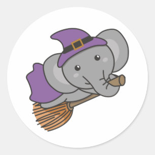 Pegatina Redonda Elephant Halloween Brujas niños brujas brujas bruj