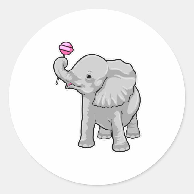 Pegatina Redonda Elephant Lollipop (Anverso)