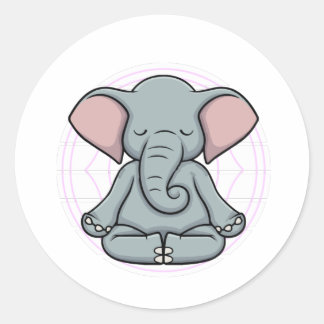 Pegatina Redonda Elephant Meditation Yoga Zen