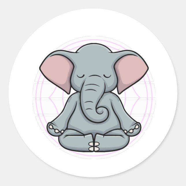 Pegatina Redonda Elephant Meditation Yoga Zen (Anverso)