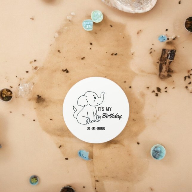 Pegatina Redonda Elephant Personalizado (Baby Elephant party theme sticker,birthday party sticker,gift pack,envelope,return gift sticker)