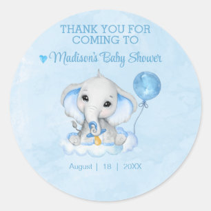 Pegatina Redonda Elephant Personalizado Gracias Baby Shower