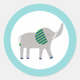 Pegatina Redonda Elephant Round Favor Sticker Bright Zoo Jungle